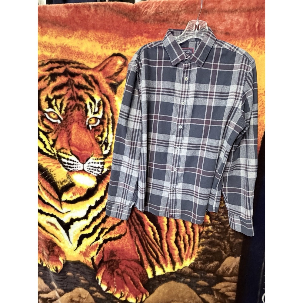 UNTUCKIT MCLNTYRE Mens Medium Slim Fit Multi Plaid Long Sleeve‎ Flannel Shirt